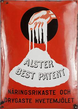 EMALJSKYLT, "Alster best patent". Tidigt 1900-tal.