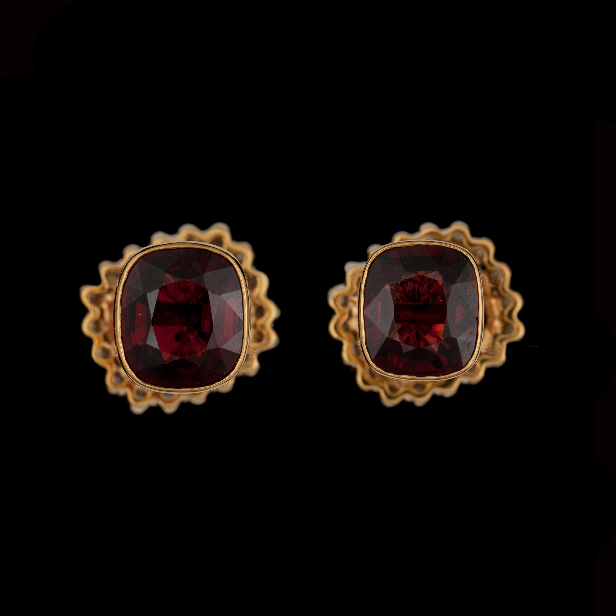 A pair of spinel and diamond cufflinks.