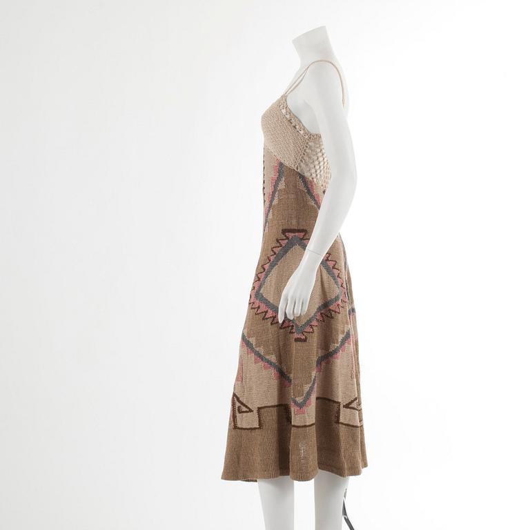 RALPH LAUREN, handknitted patterned silk dress, size M.