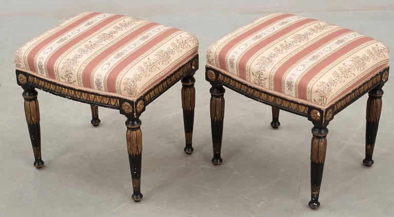 A pair of late Gustavian circa 1800 stools.