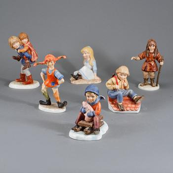 FIGURINER, 6 st, keramik, Goebel, Tyskland 1900-talets slut.