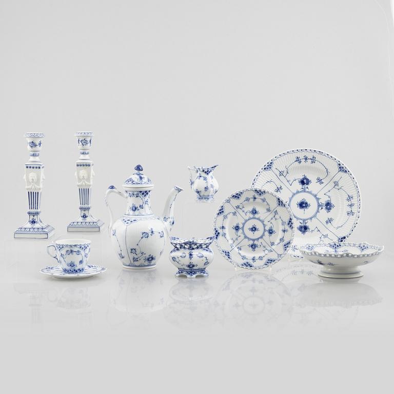 Royal Copenhagen, a 49-piece "Blue Fluted" porcelain service, half and full lace, Denmark.
