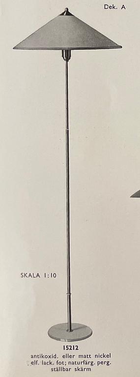 Harald Notini, a floor lamp model 15212, Arvid Böhlmarks Lampfabrik, Stockholm, 1930s.
