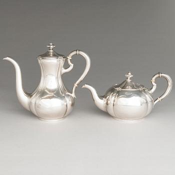 SAZIKOV, A 5-piece silver coffee and tea set, mark of the Sazikov Firm, Imperial Warrant, Saint Petersburg 1860.