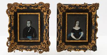 Okänd konstnär 1800-talets första hälft , Porträtt ett par.
