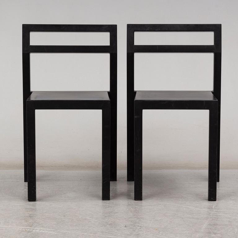 BORIS BERLIN/POUL CHRISTIANSEN, a 'Non' table with two chairs by Komplot design for Källmo.