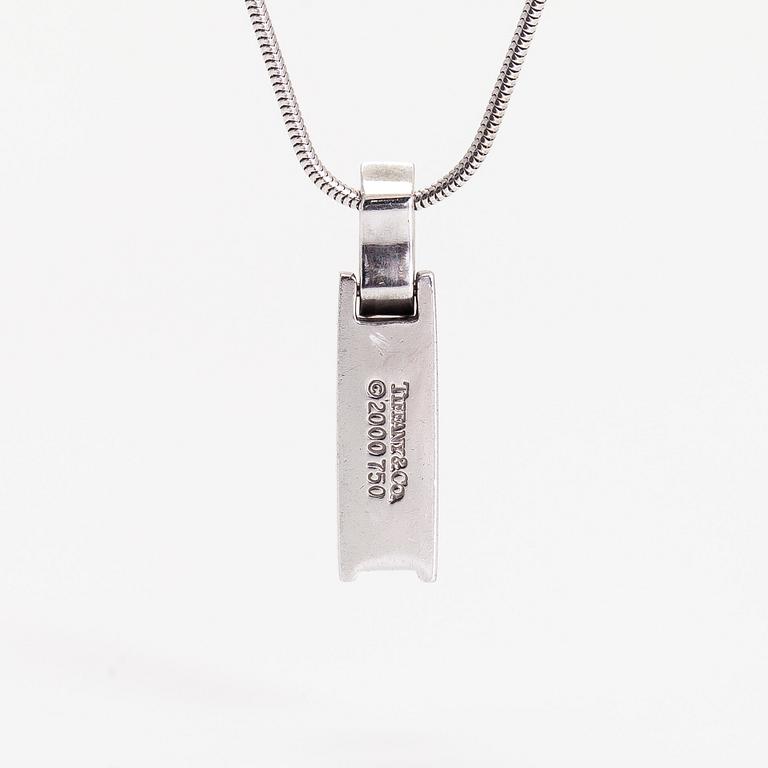 Tiffany & Co, a 18K white gold 'Atlas Bar' necklace with diamonds ca 0.06 ct.
