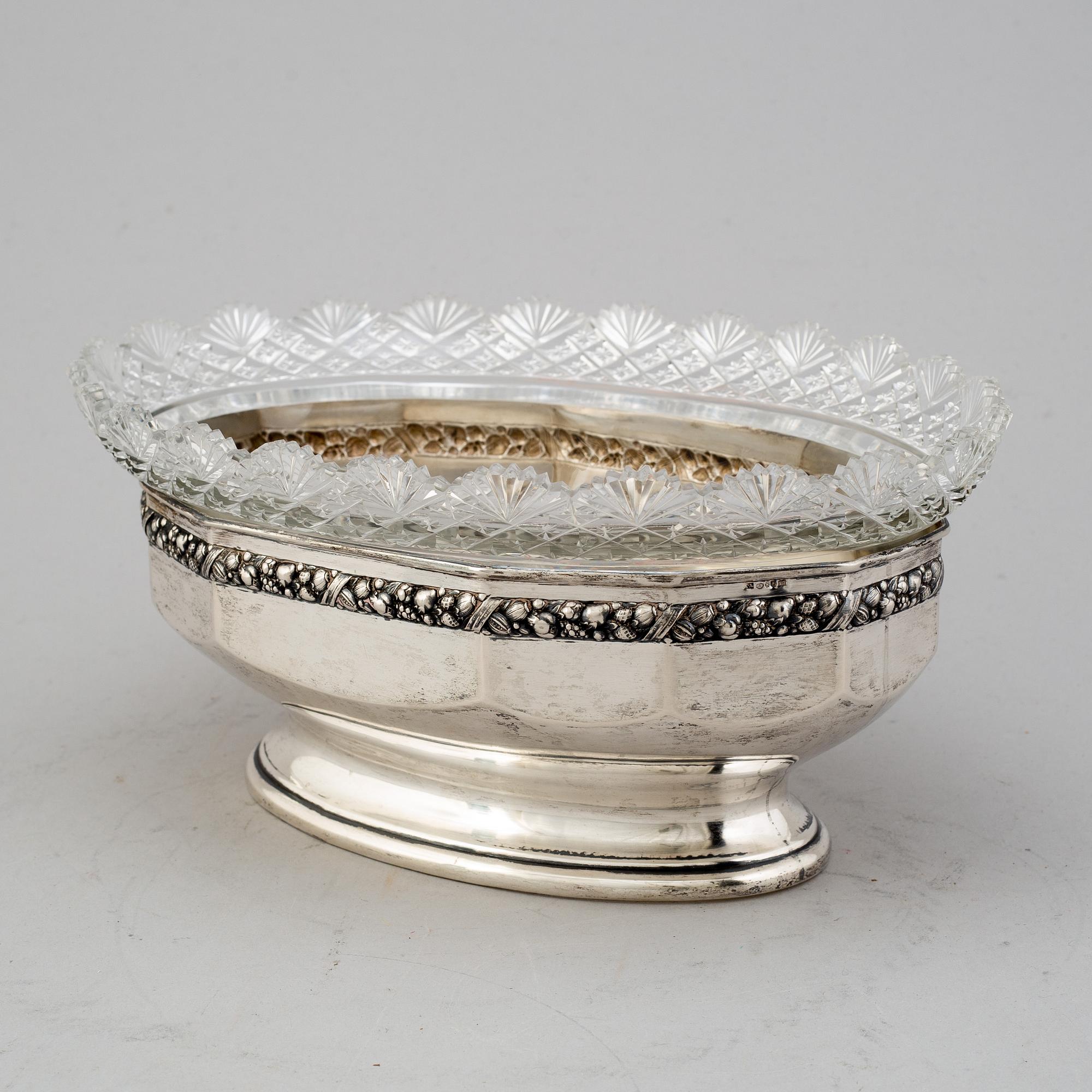 KARL ANDERSSON, a silver and glass jardiniere, Stockholm 1913.