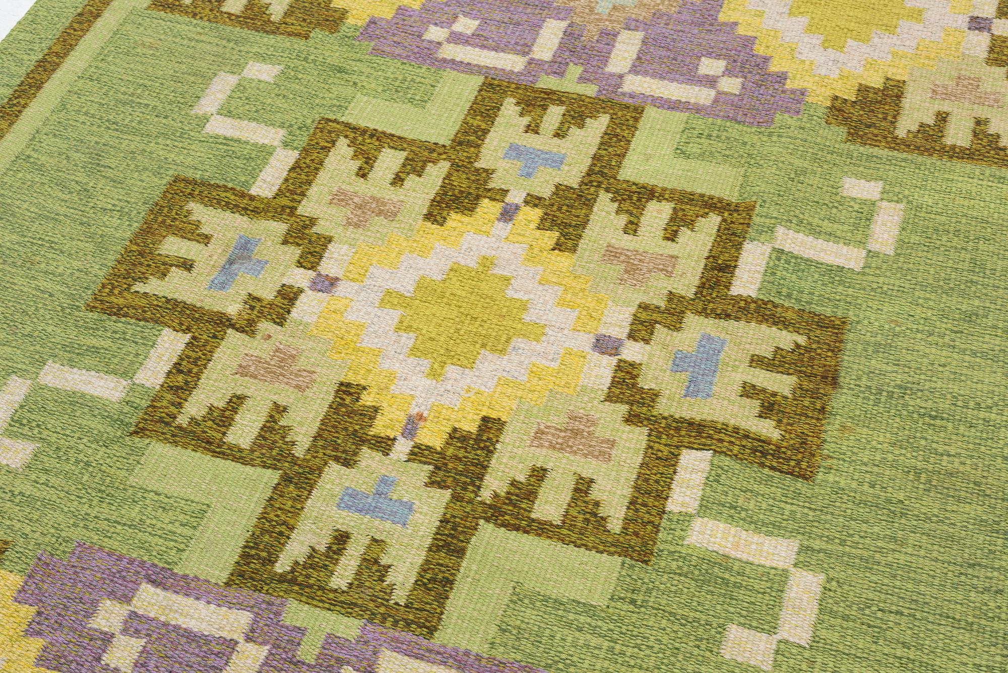 Ingegerd Silow, a carpet, 'Hardanger', flat weave c 234 x 167 cm, signed IS.