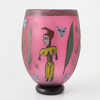 Ulrica Hydman-Vallien,  vase, unique, Kosta Boda, Sweden.
