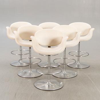 A set of six Tulip leather bar stools by Pierre Paulin for Artifort Netherlands later part of the 20th century.