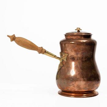 A Swedish rococo copper and gilt brass coffee pot, later part 18th century.