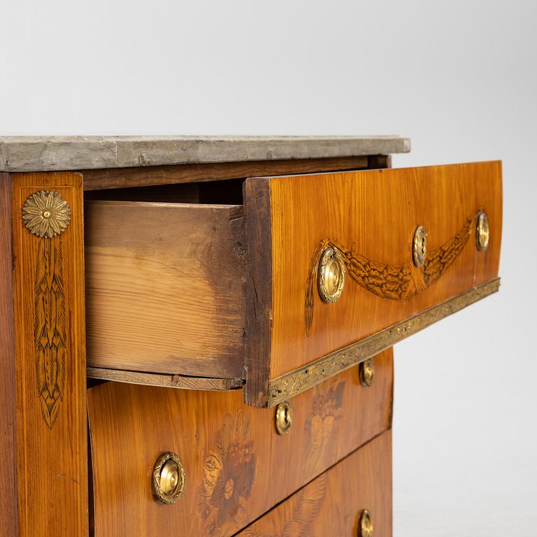 A Gustavian marquetry and gilt-brass mounted commode, late 18th century.