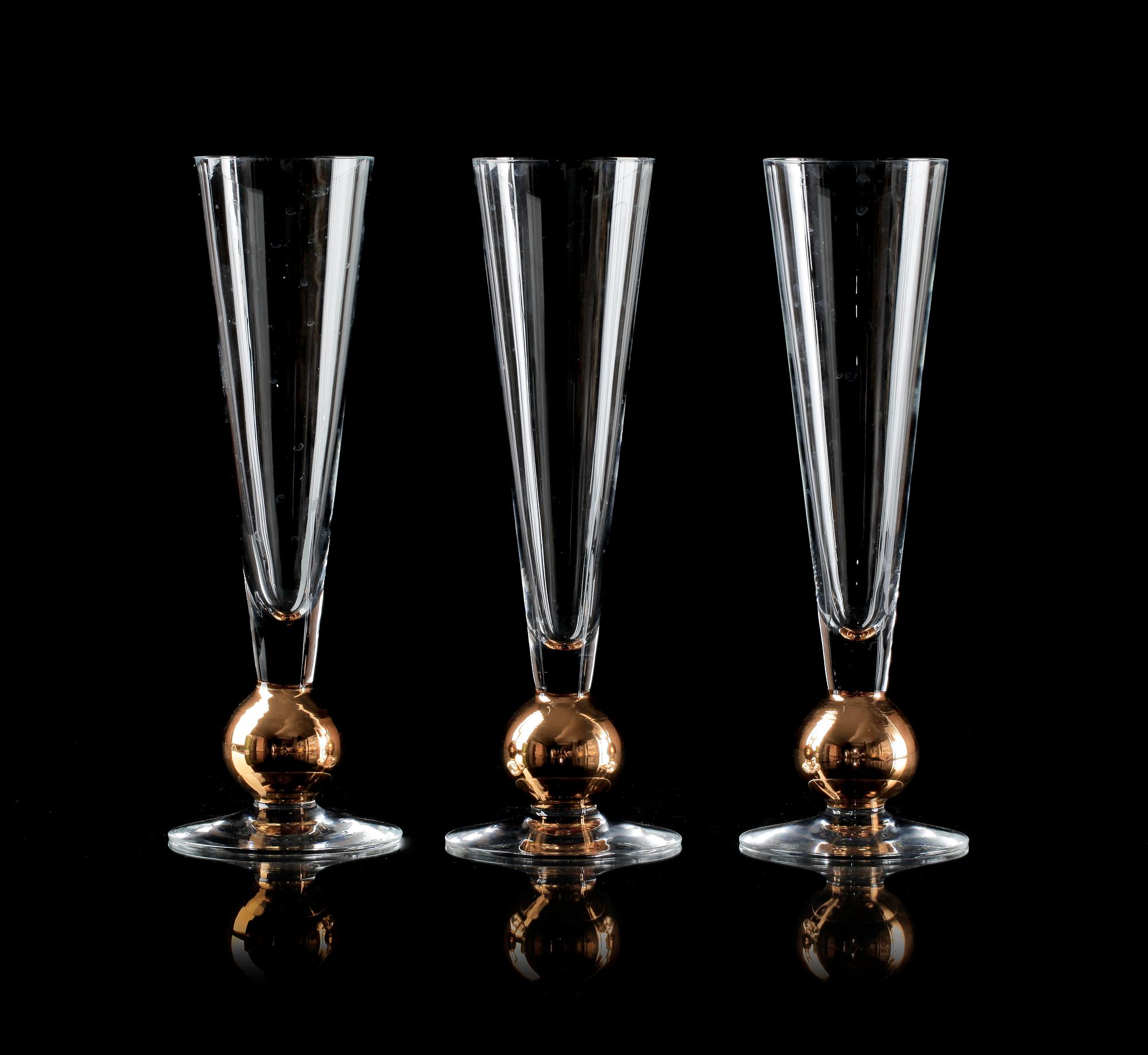 CHAMPAGNESTRUTAR, 11 st, glas, Nobelservisen, Gunnar Cyrén, Orrefors.