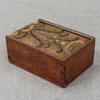 A 19th century painted box and casket.