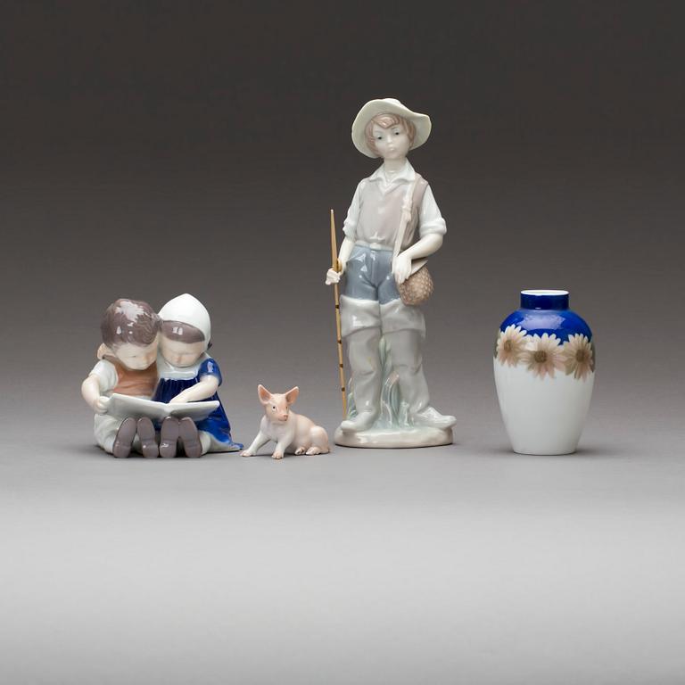 FIGURINER, 3 st samt VAS, bl.a Bing & Gröndahl, porslin, 1900-talets andra hälft.