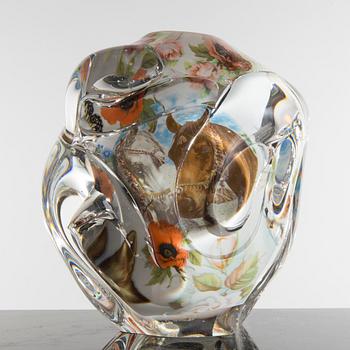A unique 'Fabula' glass vase by Per B Sundberg, Orrefors 1998.