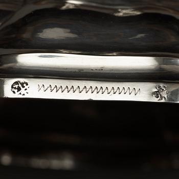 A pair of German mid 18th century silver candlesticks, possibly of Carl David Schröder, Dresden 1750-1775.