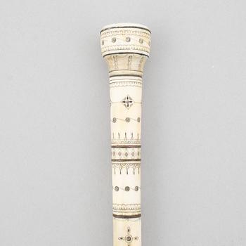 Unidentified craftsman, reindeer antler stick. signed Ns 1959.