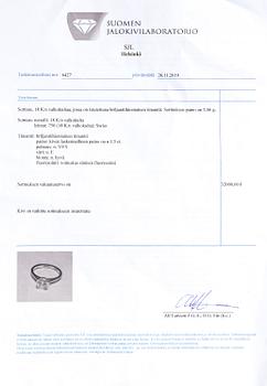 Ring, 18K vitguld, briljantslipad diamant ca 1.50 ct. Stämplad Swiss.