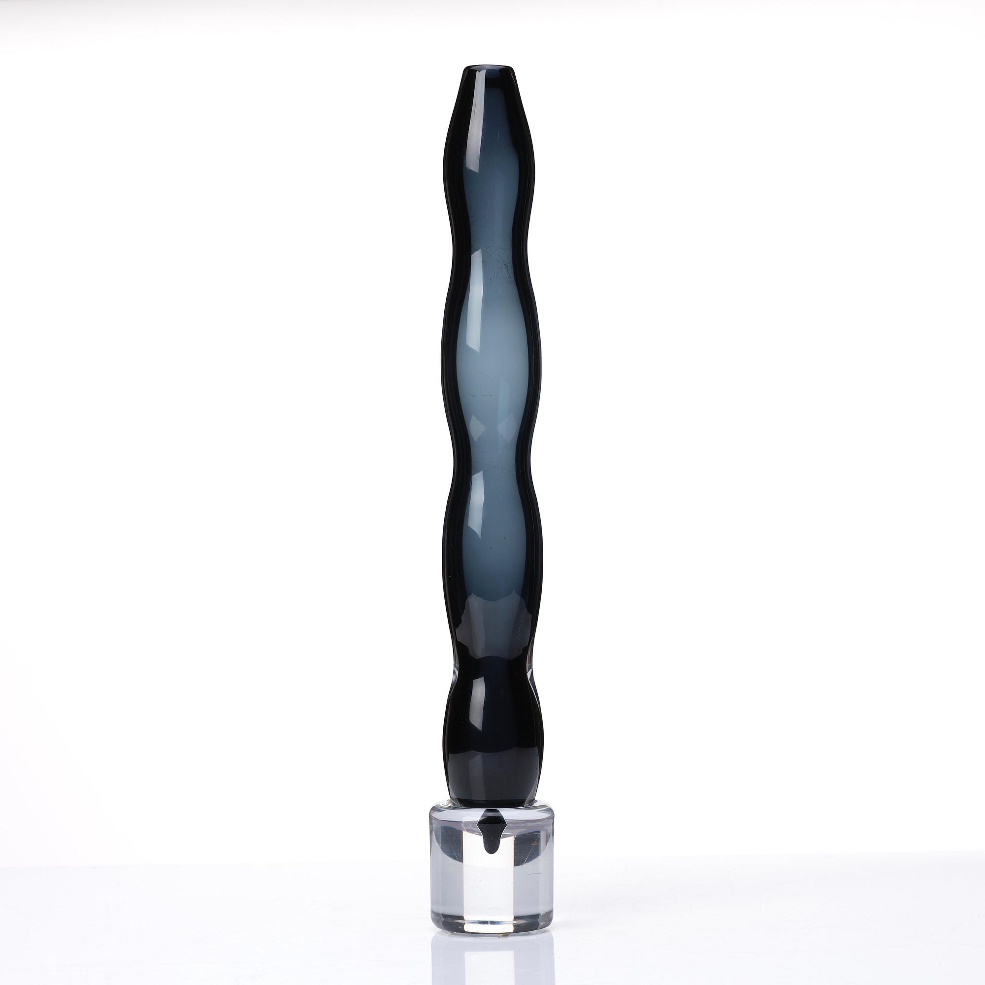 Matz Borgström, a glass sculpture/ vase, 'Ormtjusare II' / (Snake Charmer II), Orrefors, Sweden 1988.