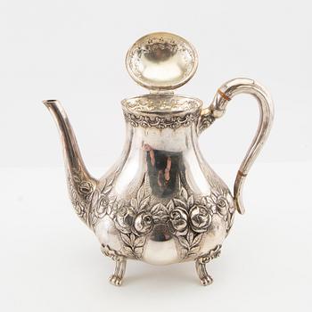 Kaffeservis 3 dlr silver svenska importstämplar 1900-talets första hälft/mitt.