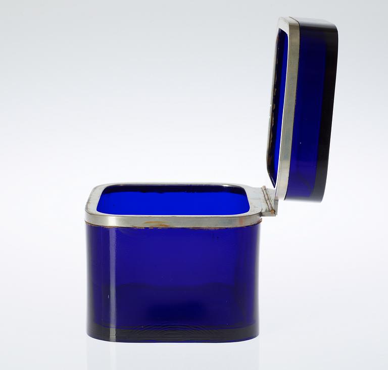 A Josef Frank blue glass and pewter box, Svenskt Tenn.