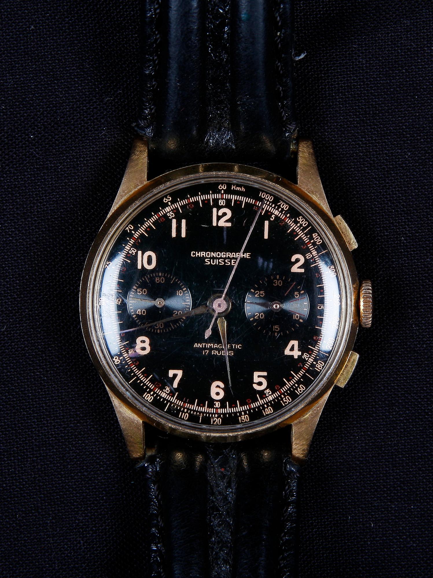ARMBANDSUR, guld 18k Chronographe Suisse.