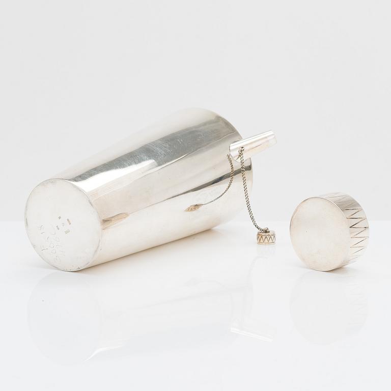 A silver cocktail shaker, Hopeatehdas,, Helsinki 1950.