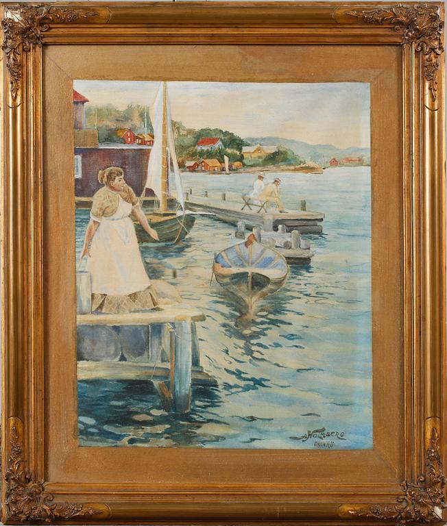 OIDENTIFIERAD KONSTNÄR, akvarell, signerad A Holmberg, tidigt 1900-tal.