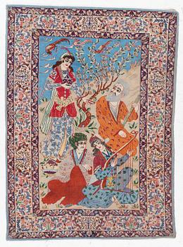 A Tabriz rug, figural, c. 152 x 108 cm.