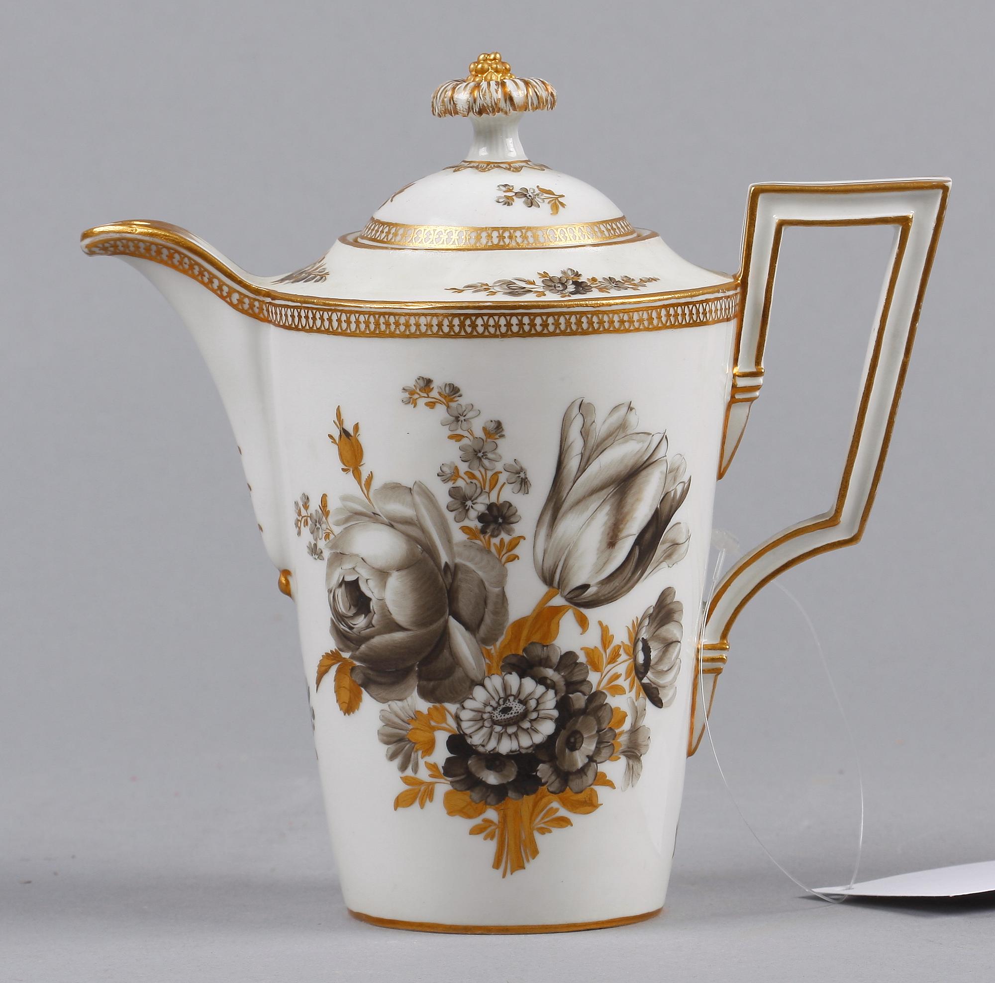 KAFFEKANNA, porslin, Meissen, Marcolinis period 1774-1814.