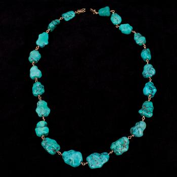 KAULAKORU, 18K kultaa ja turkooseja, 1900-luvun loppupuoli.