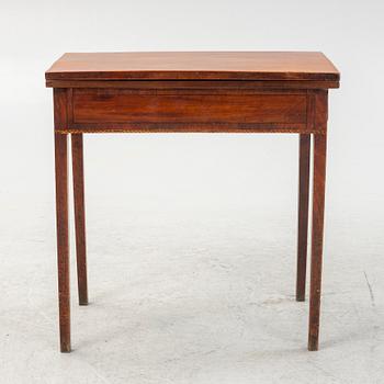 A late Gustavian mahogany card table, late 18th century.