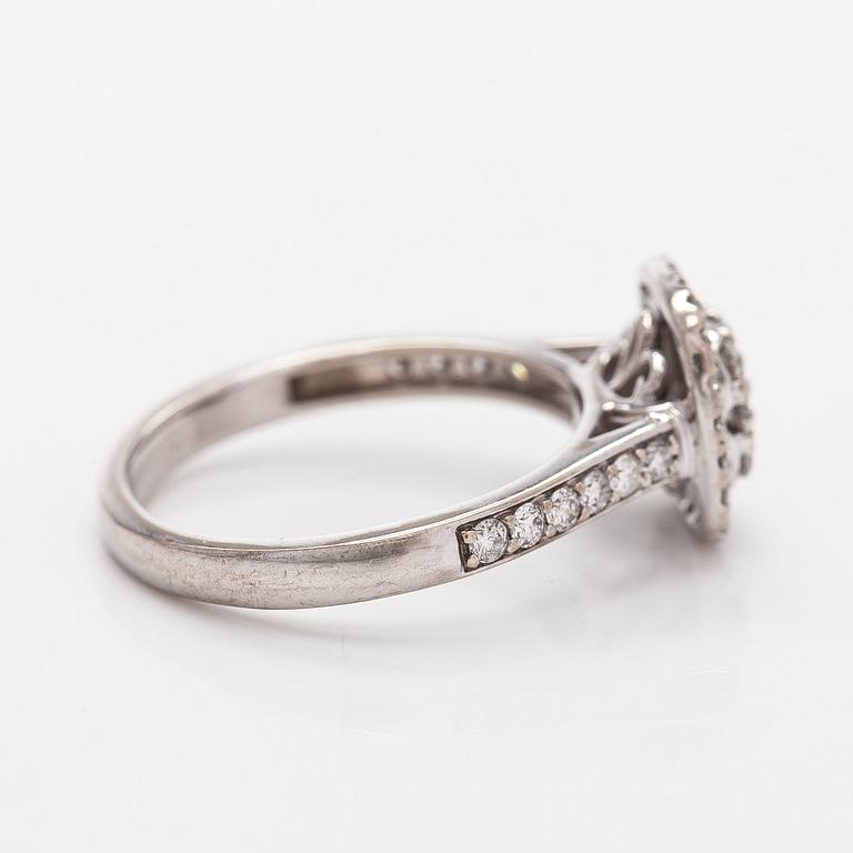 Ring, brilliant and 8/8 cut diamonds, 14K white gold.