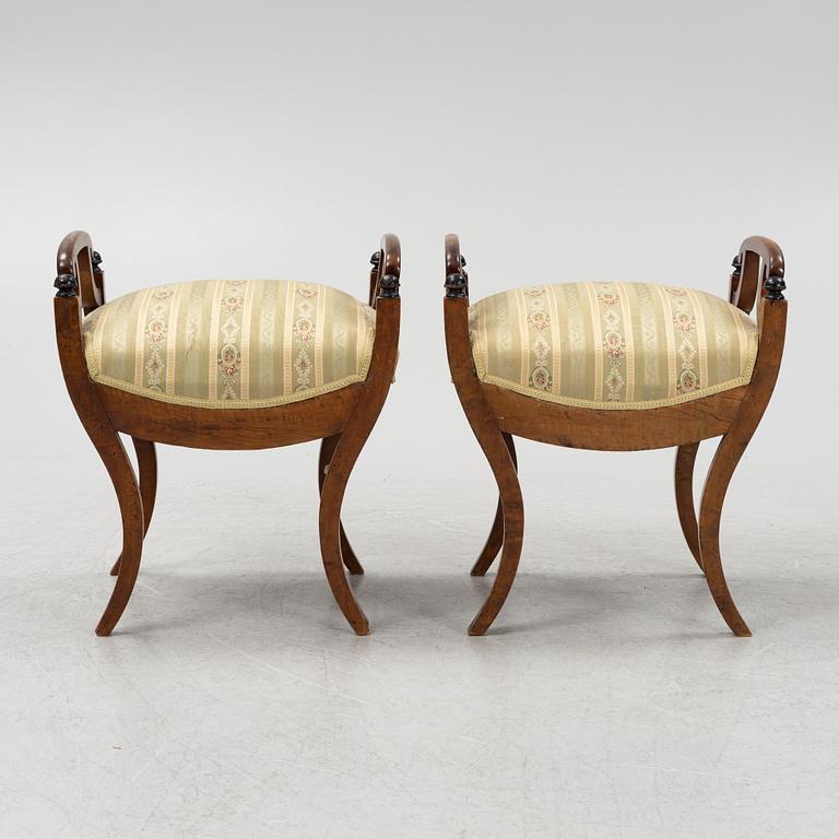 A pair of Karl-Johan stool, Sweden, first half of the 19th century.