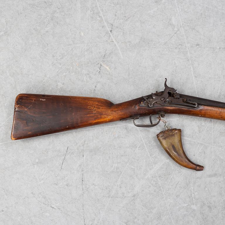A Swedish percussion rifle, 19th Century.