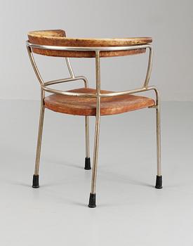 Gunnar Asplund, A Gunnar Asplund armchair, circa 1930, possibly a prototype. Chromed plated tubular steel with brown leather upholstery.