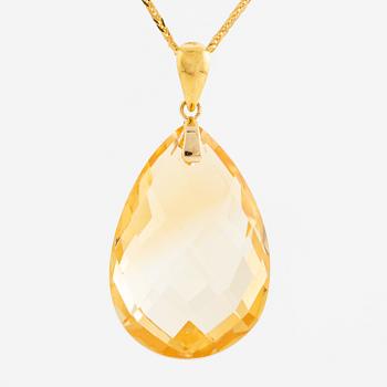 Collier 18K guld med briolettslipad citrin.