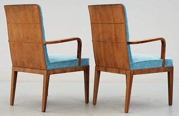 A pair of Axel Larsson armchairs by Albin Johansson, Wickman & Nyberg, Stockholm 1930.