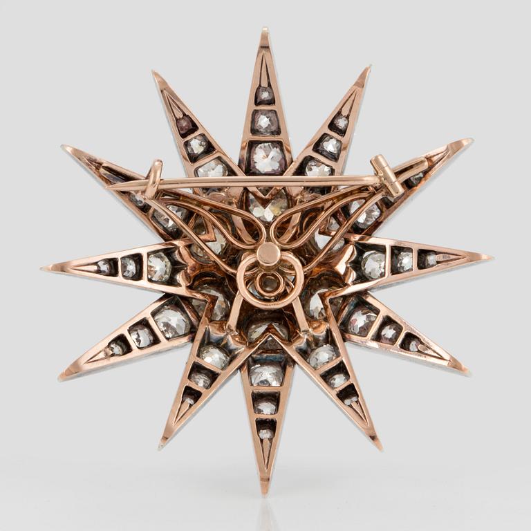A star brooch set with old-cut diamonds.
