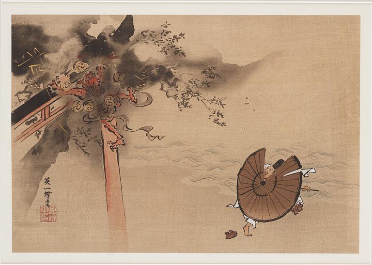 ITCHO HANABUSA (1652-1724), color woodblock print, Japan, 19th century.