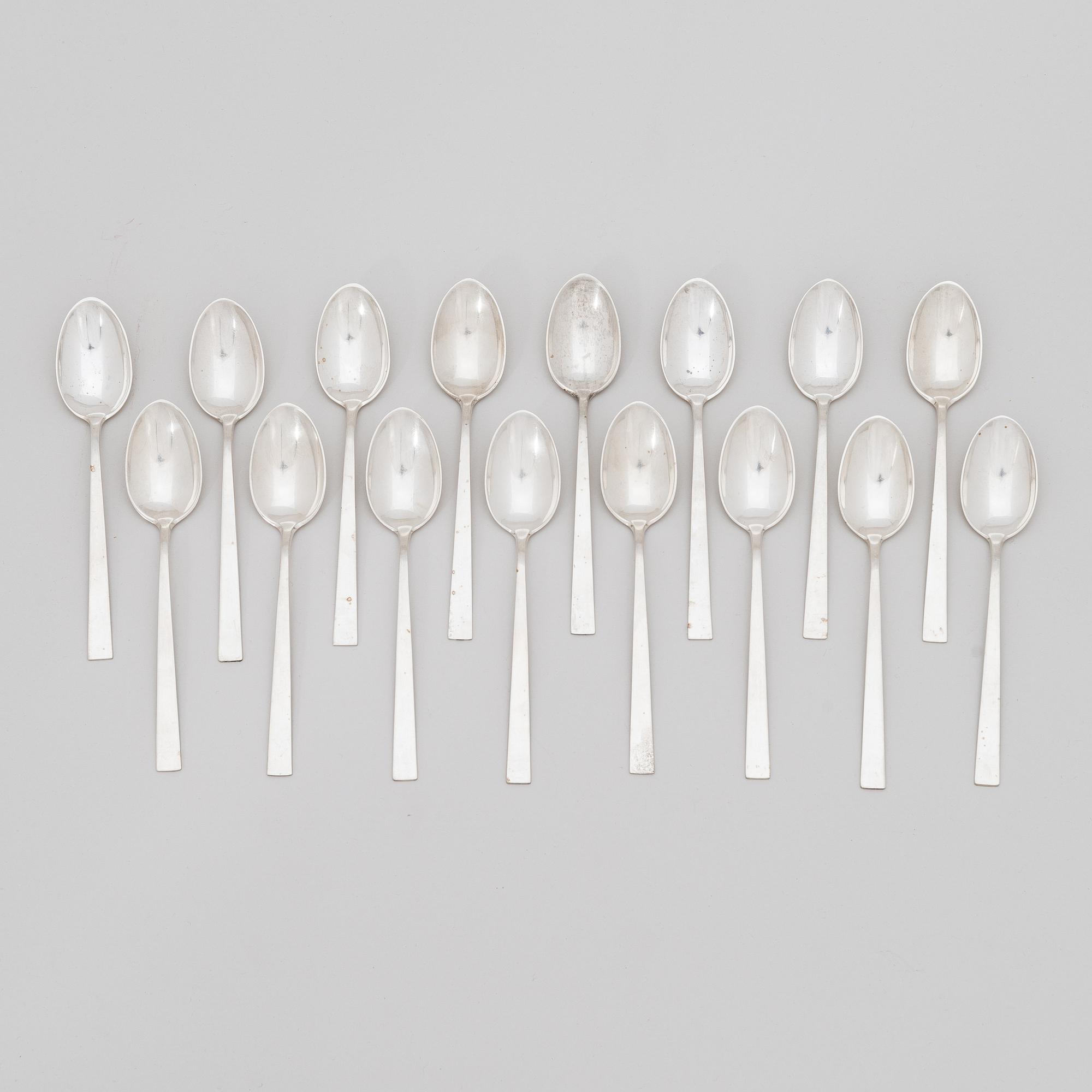 Bertel Gardberg, a 110-piece set of "Birgitta" silver cutlery, marked BG, Hopeatehdas oy, Helsinki 1956-65.