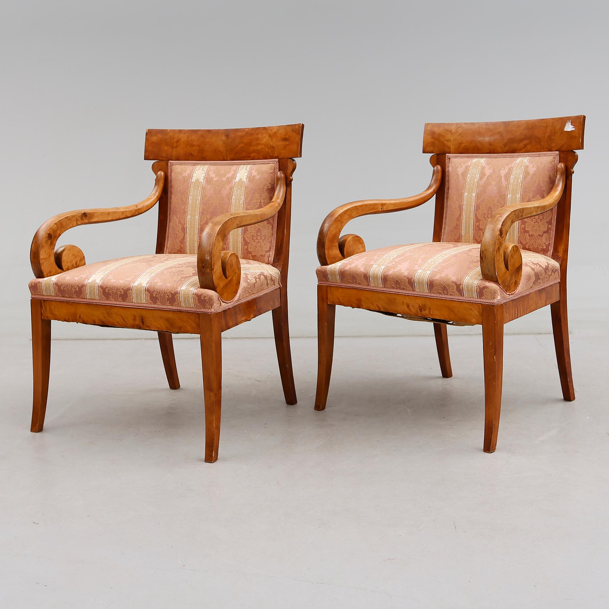 KARMSTOLAR, 1 par, Karl Johan, 1800-talets mitt.