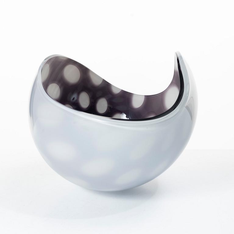 Lena Bergström, skål, glas, "Planets", unik, Orrefors 2005.