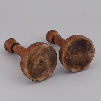 A pair of 1920s art déco wood candlesticks design Olof Ahlberg.