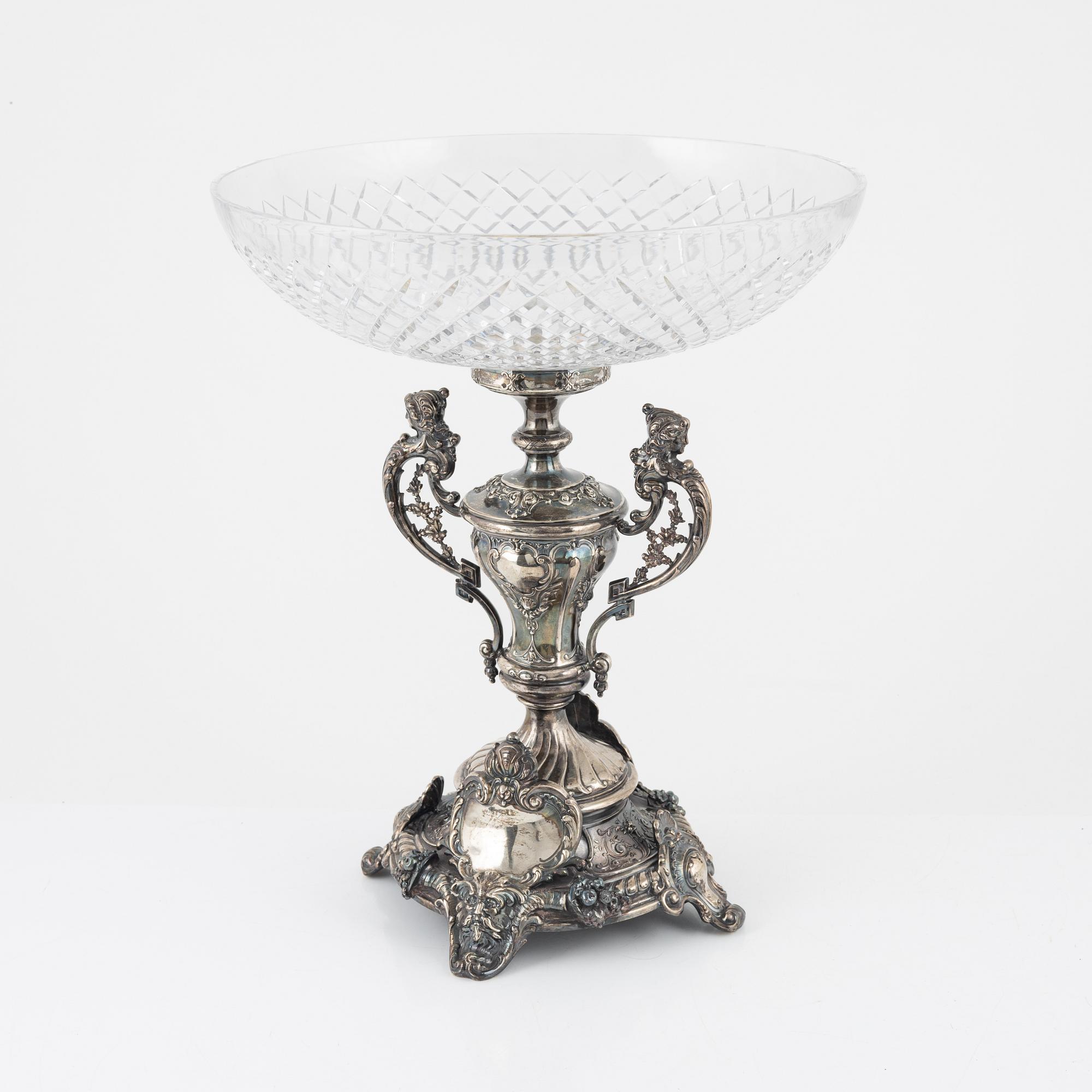 A silver and cut glass centrepiece, Estonia, circa 1920-1940.