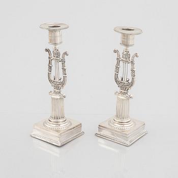 A pair of Swedish silver candlesticks, mark of Adolf Zethelius 1823.