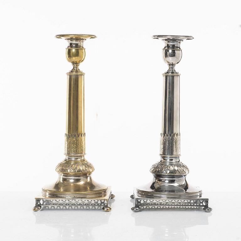 A pair of silver plated candelabra, CG Hallbergs Guldsmeds Ab, Stockholm, first half of the 20th century.