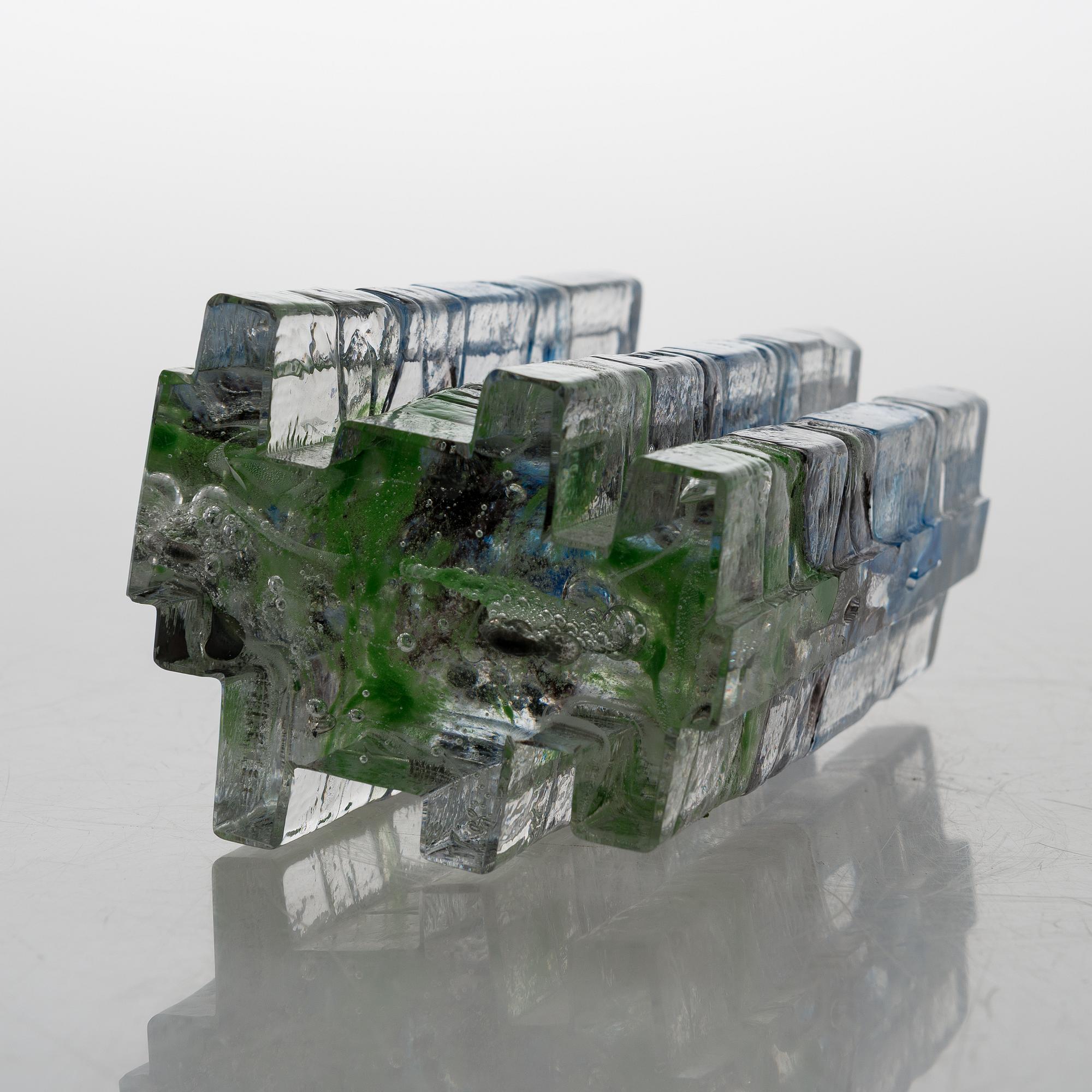 HELENA TYNELL, a 'Forest' sculpture signed Helena Tynell Riihimäen Lasi Oy.